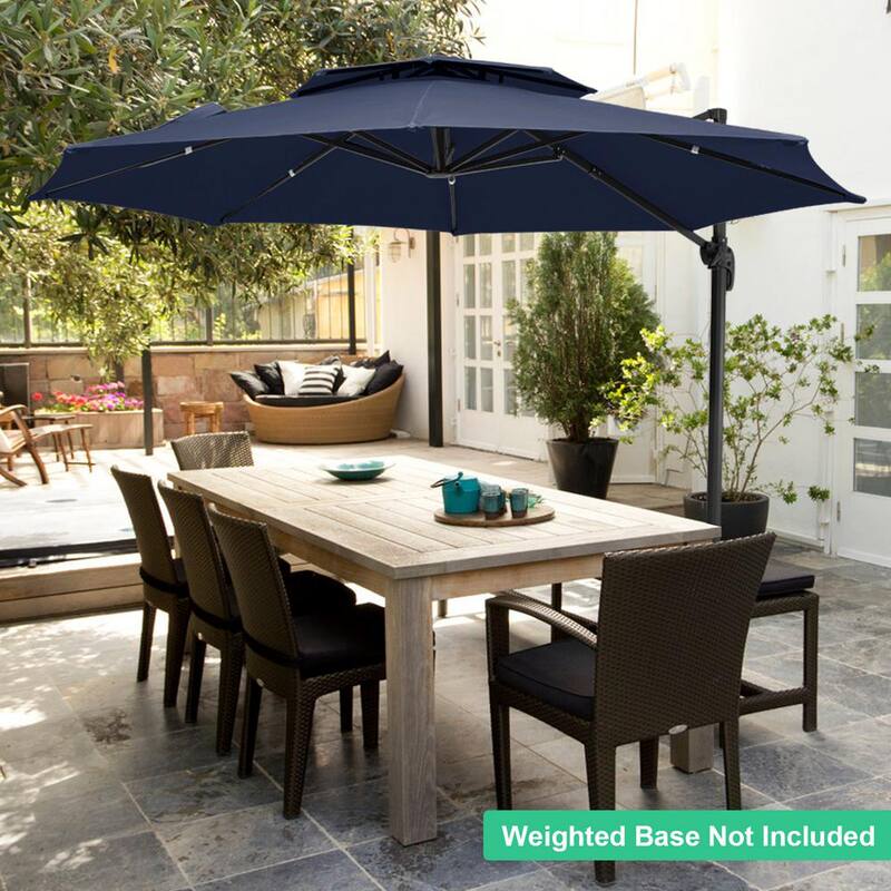 10 ft. Round Cantilever Tilt Patio Umbrella With Crank in Navy