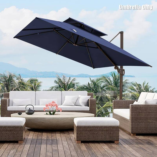 10 ft. Aluminum Cantilever Tilt Patio Umbrella in Navy Blue