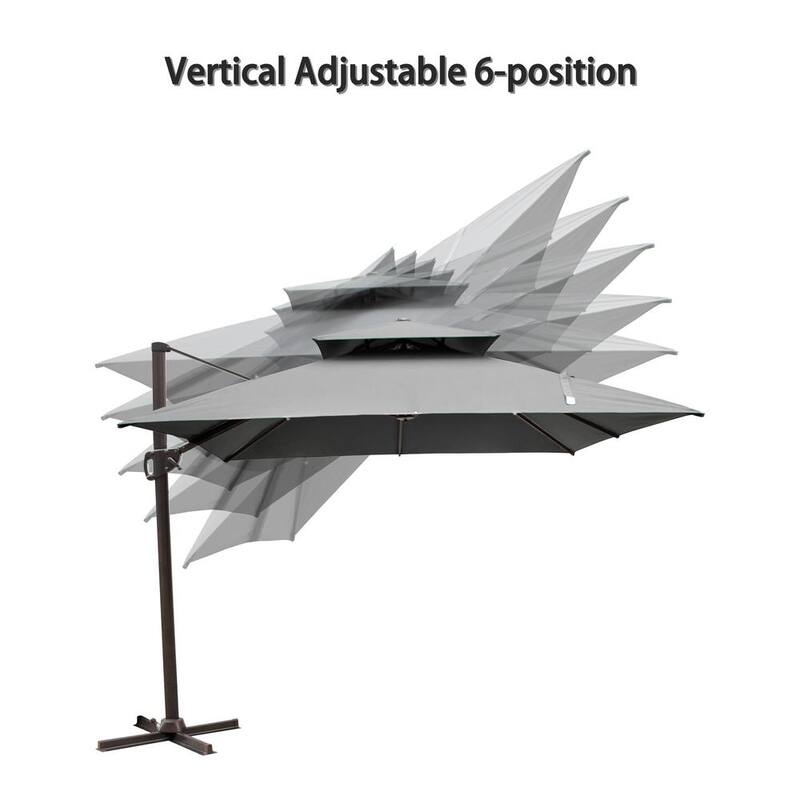 10 ft. Double Top Aluminum Cantilever Patio Umbrella in Dark Gray