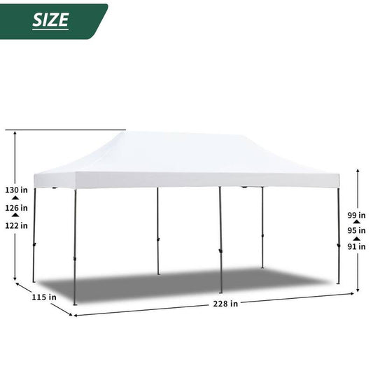 10 ft. x 20 ft. White Pop Up Canopy Tent Instant Outdoor Canopy with Roller Bag for Festival Event