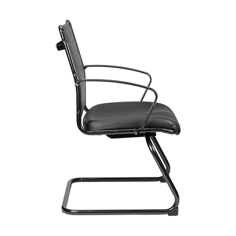 Zabrina Black Leather Guest Side Chair