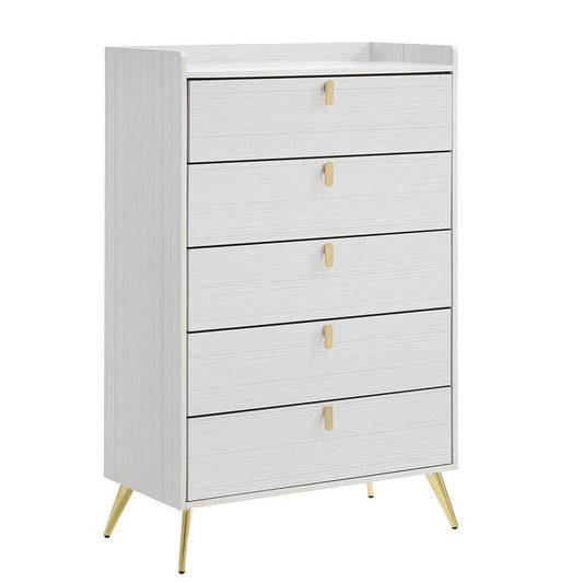 Zeena 5-Drawers White Chest of Drawers 50 in. H x 16 in. W x 32 in. D