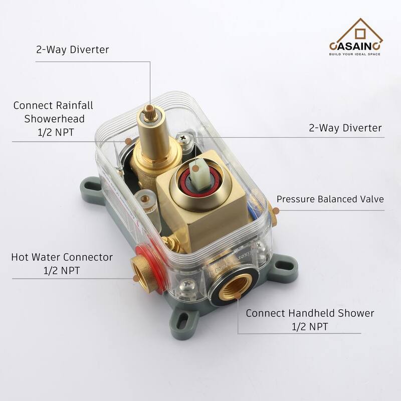 1-Spray Patterns with 1.5 GPM 10 in. 2 Function Wall Mount Round Dual Shower Heads in Brushed Gold