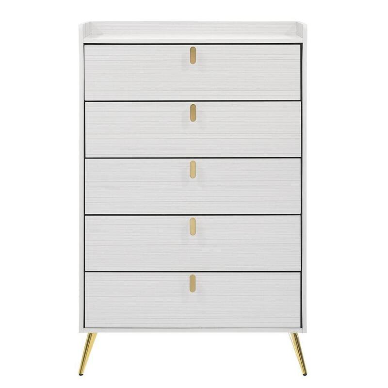 Zeena 5-Drawers White Chest of Drawers 50 in. H x 16 in. W x 32 in. D