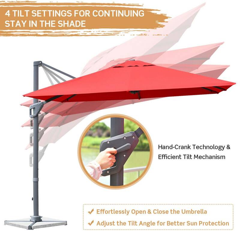 10 ft. Square Offset Patio Umbrella Outdoor Aluminum Cantilever Umbrella in Orange