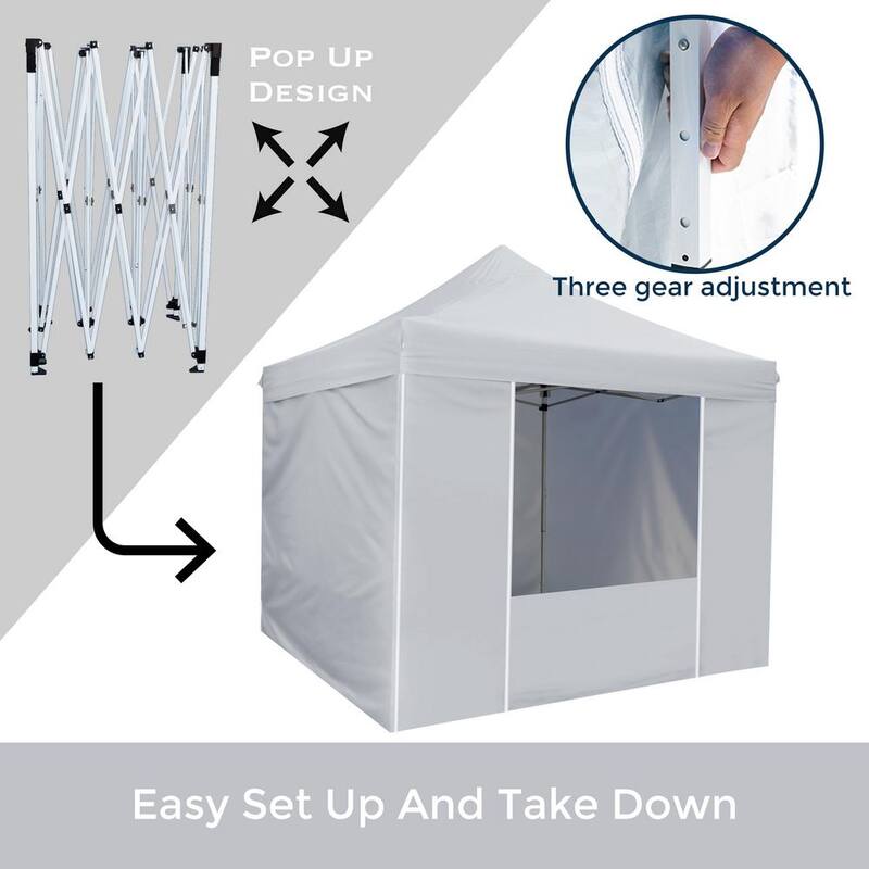 10 ft. x 10 ft. White Commercial Pop Up Canopy Tent Waterproof UV Protection