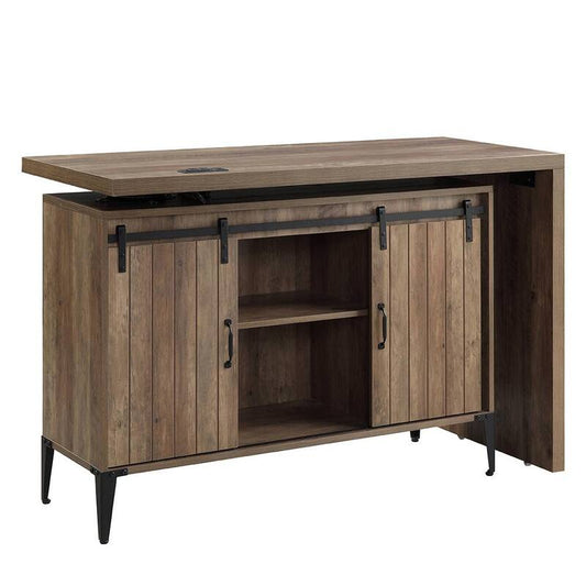 Zakwani 52 in. L-Shaped Rustic Oak and Black Wood Writing Desk with Shelves